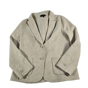 Talbots Womens Oatmeal Beige Boiled Wool Blend 2-Button Blazer Jacket Size 10